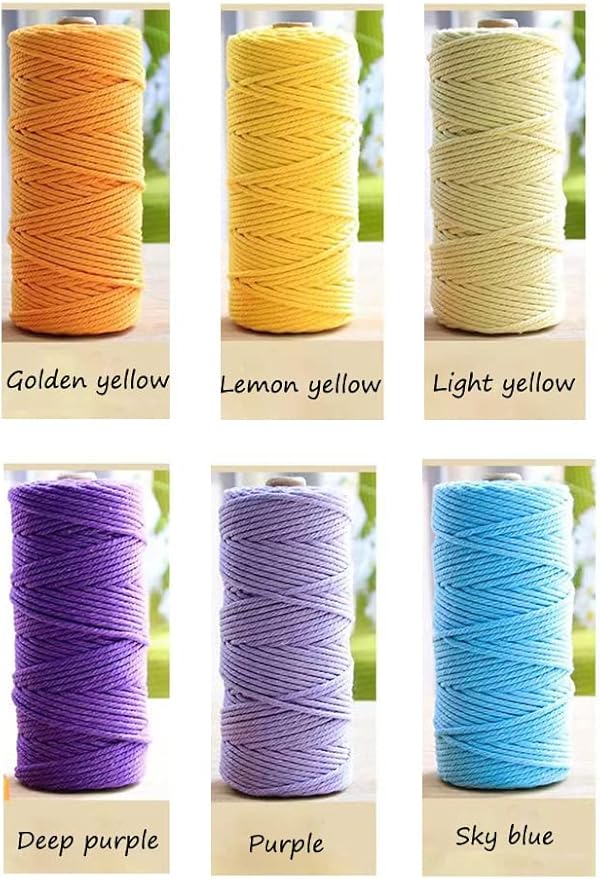 flipped 100% Natural Macrame Cotton Cord,3mm x109 Yard Twine String Cord Colored Cotton Rope Craft Cord for DIY Crafts Knitting Plant Hangers Christmas Wedding Décor (White, 3mm*109yards)