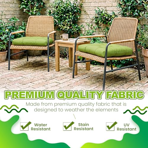 Barydat 3 Pack Wicker Furniture Cushions Waterproof Outdoor/Indoor Tufted Wicker Chair Cushions 1 Loveseat and 2 U-Shape Rattan Chairs for Patio Furniture, Rattan Love Seat, Bench (Grass Green) - color: Grass Green