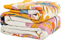 Boho Throw Blanket, 100% Cotton Ultra Soft Luxury Throw Rustic Quilt, 90"x98" Floral Bird Butterfly Farmhouse Decor Bed Blankets, All Season Rustic Reversible Bohemian Throw for Bed - Yellow