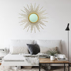 MAIKAILUN 24'' Gold Sunburst Wall Mirror Boho Home Decor Mordern Round Hanging Wall Art for Living Room/Bedroom/Bathroom/Entryway