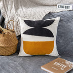 Square Bohemian Decorative Pillow Cover, Abstract Cotton Hand Woven Throw Pillowcase for Boho Bedroom Living Room, Modern Decor Home Cushion Sham 18x18, 1PC(Black Mustard) - size: 18" x 18" (Pack of 1)