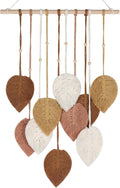 VEELAM Macrame Wall Hanging Leaf Decor Small Boho Art Tapestry for Living Room Bedroom Decoration, Brown
