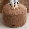HIGOGOGO Pouf Ottoman Stuffed Round Modern Foam Filled Foot Rest Poufs for Living Room Chair Decorative 20 X 15 Inches Boho Relax Stool for Wedding Christmas Party, Brown