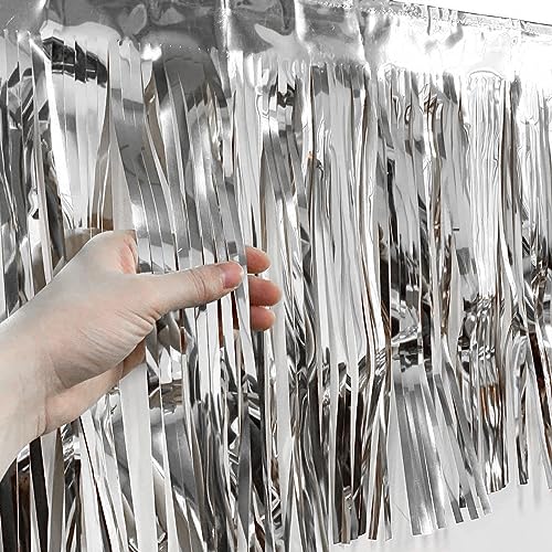 6 Packs 10 Feet Foil Fringe Garland Metallic Foil Tinsel Fringe Garland Wall Hanging Fringe Banner for Parade Floats, Wedding, Christmas，Birthday Party Halloween Decor (Silver) - color: Foil Fringe Garland-silver