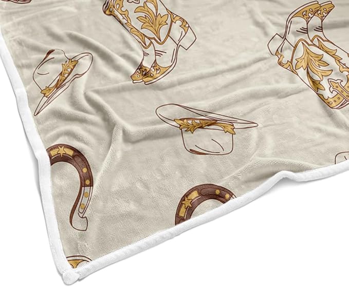 Western Throw Blankets, Farmhouse Country Throw Blanket Vintage Wild West Blankets, Soft, Flannel, Warm, Boho Western Fleece Blanket Decor for Bedroom Couch Sofa 50X60 Inch