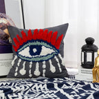Evil Eye Woven Tufted Throw Pillow Cover,God Tears Cozy Cushion Cover for Bedroom Living Room Couch,Regalo para Navidad,18x18 Inches