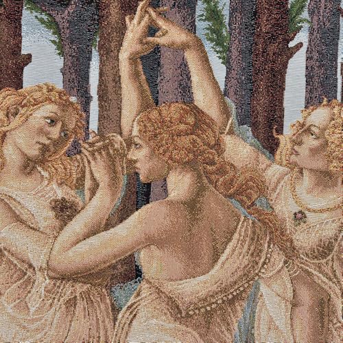 AureoMadis Jacquard Woven Tapestry Wall Hanging, Botticelli Three Graces (Primavera), Vintage Renaissance Medieval Home Decor, 28.5x42 inch, Fully Lined with Dual Rod Pockets (Yellow：Three Graces-with lining) - color: Yellow：Three Graces-with lining