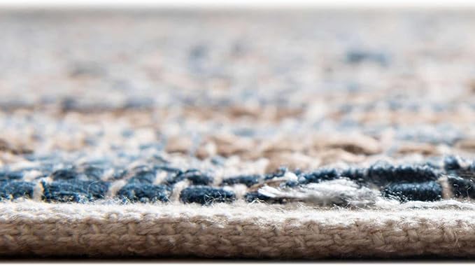 Unique Loom Chindi Jute Collection Area Rug (1' 2" x 8' Table Runner, Navy Blue/ Natural)