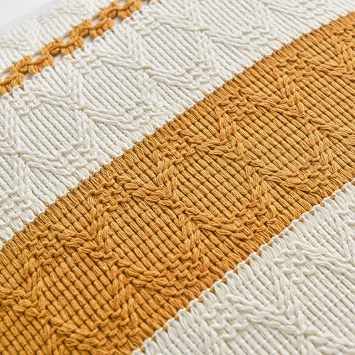 Fancy Homi Set of 2 Mustard Yellow Fall Decorative Throw Pillow Cover 16x16 Inch for Couch Bed Sofa, Autumn Halloween Thanksgiving Home Decor, Soft Cotton Aesthetic Cushion Case - color: Mustard Yellow, size: 16" x 16" (Pack of 2)