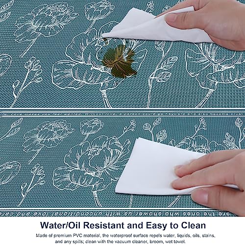 ROTTOGOON Kitchen Floor Mat Set of 2, Cushioned Anti Fatigue Kitchen Mat 17"x47"+17"x29", Non-Slip Waterproof Kitchen Rug, Premium PVC Comfort Kitchen Mats and Rugs for Kitchen, Office, Home, Laundry - color: Teal, size: 17"x47"+17"x29"