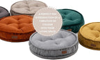 Round Floor Cushion, Floor Pillow Thick Floor Seating, Comfortable Supportive, Quilted Soft Booster Seat Pad for Yoga Meditation, Yoga Cushion, 56 cm 22 inch, Ibiza, Light Brown