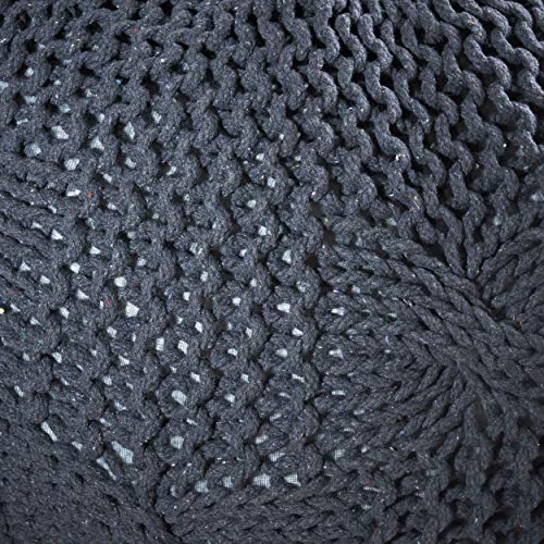 Christopher Knight Home Ansel Knitted Cotton Pouf, Dark Grey - color: Dark Grey