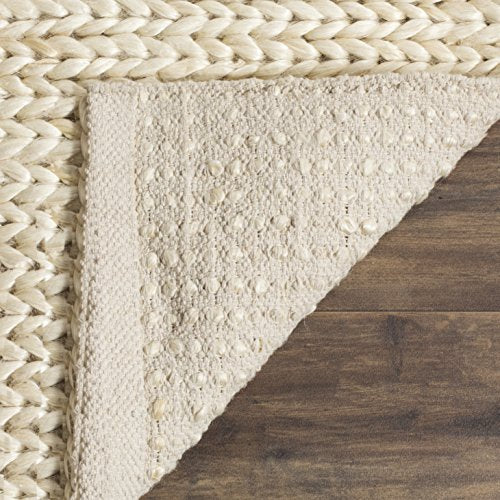 SAFAVIEH Natural Fiber Collection Area Rug - 6' Square, Ivory, Handmade Jute, Ideal for High Traffic Areas in Living Room, Bedroom (NF520A) - size: 6' x 6' (Square)