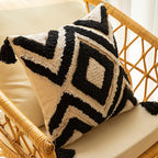 Boho Tufted Decorative Throw Pillow Cover, Cozy Bohemian Cotton Canvas Cushion Cover Tassels Pillow Case Home Decor 18 * 18inch,01
