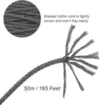 Tenn Well Gray Macrame Cord, 165 Feet 5mm Wide Braided Cotton Rope for Macrame Plant Hangers, Wall Hangings, Drawstring, DIY Crafts