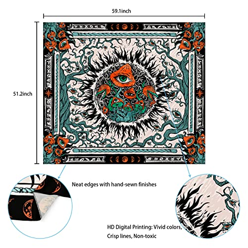 Cohpoh Burning Sun Tapestries Hippie Eyes Tapestry Mandala Vines Moon Phase Tapestry Wall Hanging for Room(51.2 x 59.1 inches)
