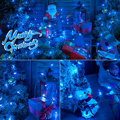 Hopolon Blue Christmas Lights, 13 Feet 50 Count String Light Green Wire, Pack of 2 Sets Incandescent Mini Lights for Indoor Outdoor Christmas Tree Garland Halloween Party Home Festival Decor,Blue - color: Blue,Green Wire, size: 2PACK, 50 count