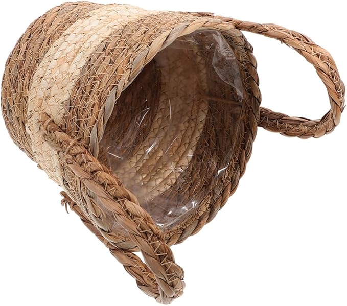 Milisten Woven Plant Basket for Indoor and Outdoor Use Faux Rattan Planter for Decorative Storage Boho Style for Home and Garden Decor