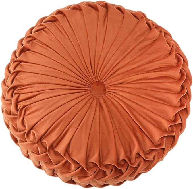 Baiyuruodie Round Velvet Pillow, Sofa Bed Bedroom Decorative Throw Pillow (38cm, Orange)