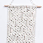 Ebristar Macrame Wall Hanging - Boho Chic Handmade Woven Tapestry - Modern Rustic Wall Art Home Decor - Apartment Dorm Bedroom Nursery Wall Decoration, 10" W x 39" L - Off-White