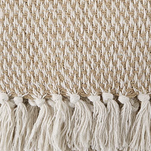DII Woven Throw Collection 100% Cotton, Basketweave, 50x60, Stone - color: Stone, size: 50x60"