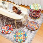 Nuogo 12 Pcs Bohemian Floor Cushions Bulk 15 Inch Boho Floor Sitting Meditation Pillows Yoga Mandala Meditation Pouf for Living Room Balcony Office Tatami(Round) - color: Round