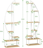 Plant Stand Shelf Rack Indoor with 6 Built in Grow Light, 7 Tiered 65" Tall White Large Lighted Half Moon Curved Plant Stand for Indoor Growing, 2 Pack Arch Sturdy High Herb Flower Shelving