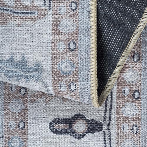 Fame Rugs Gray Modern Oushak Rug 2x3, Vintage Doormat Turkish Colorful Oriental Antique Inspired Washable Small Area Rug, Luxury Living Room Bedroom (Gbeige, 2' x 3') - color: Gbeige, size: 2' x 3' (Doormat)