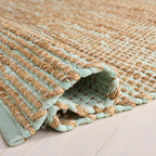 SAFAVIEH Area Rug 5x8 - Cape Cod Collection - Turquoise & Natural, Handmade Jute & Cotton, Ideal for Living Room, Bedroom, Dining Space (CAP236K)