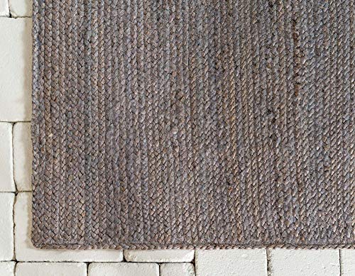 Unique Loom Braided Jute Collection Area Rug - Dhaka (2' 7" x 6' 1" Runner, Gray) - color: Grey, size: 2'7" x 6'1" (Runner)