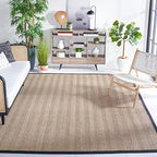 SAFAVIEH Area Rug 8x10 - Natural Fiber Collection - Large - Natural & Black, Seagrass, Herringbone Pattern (NF115C) - color: Natural/Black, size: 8' x 10' (Rectangular)