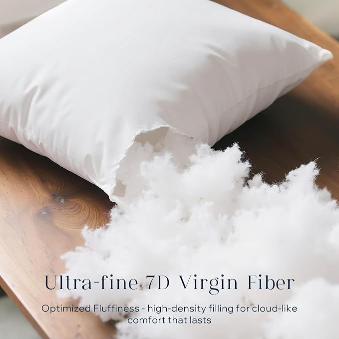 Phantoscope 100% Virgin Fiber Pillow Inserts, Premium Microfine Fiber Square Hypoallergenic Throw Pillow Inserts for Bedroom, Study, Chair 12x20 inches Pack of 2