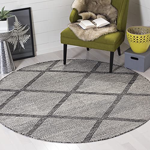 SAFAVIEH Montauk Collection 4' Round Black MTK821D Handmade Cotton Entryway Foyer Living Room Bedroom Kitchen Area Rug - color: Black, size: 4' (Round)