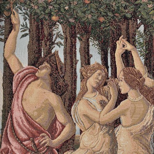 AureoMadis Woven Tapestry Wall Hanging - Medieval Victorian Vintage Art Decor, Large Wall Tapestry Home Aesthetic (42"x28") - Botticelli Primavera With Lining (Green：Botticelli Primavera-with lining) - color: Green：Botticelli Primavera-with lining