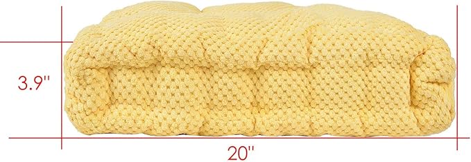 ChezMax Floor Pillow & Cushion, Large Meditation Chair Cushions, Thick Square Seat Pad, Soft Velvet Tufted Seating Pouf for Indoor/Outdoor Yoga Bench Rocking Chair Room Tatami Sofa, Yellow 20" x 20"