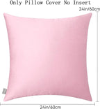 Thmyo 4-Pack 100% Cotton Comfortable Solid Decorative Throw Pillow Case Square Cushion Cover Pillowcases Blank Pillow Covers Valentines Day DIY Throw Pillowcase for Sofa Bed(24x24inch/60x60cm,Pink)