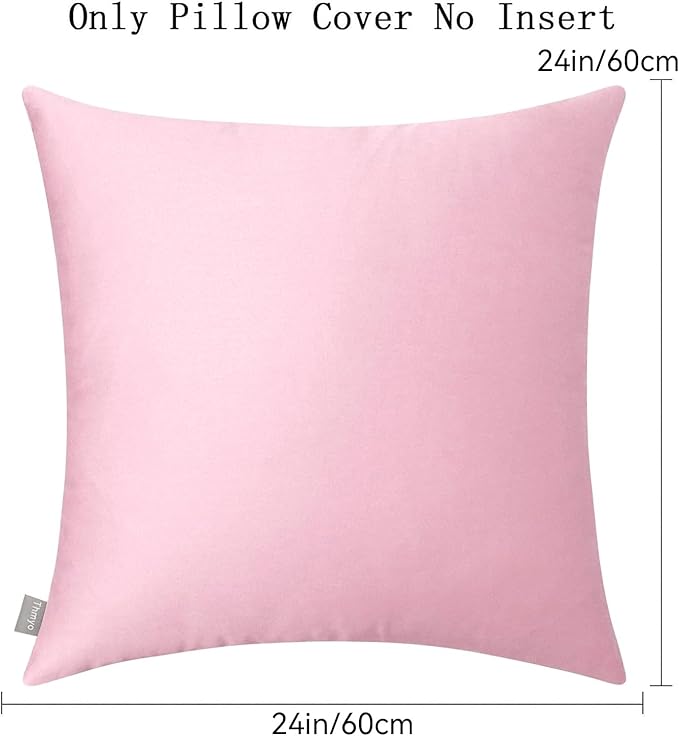 Thmyo 4-Pack 100% Cotton Comfortable Solid Decorative Throw Pillow Case Square Cushion Cover Pillowcases Blank Pillow Covers Valentines Day DIY Throw Pillowcase for Sofa Bed(24x24inch/60x60cm,Pink)