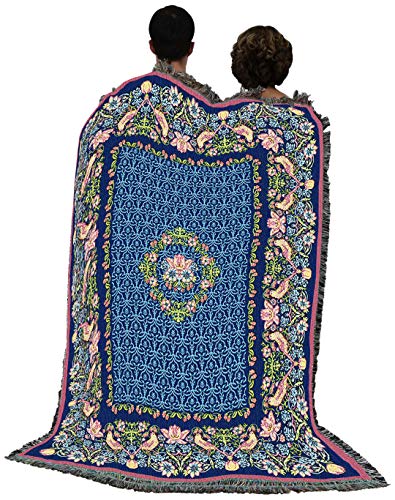 Pure Country Weavers William Morris Strawberry Thief Border Blanket - Arts & Crafts - Gift Tapestry Throw Woven from Cotton - Made in the USA (72x54) - color: Border, size: Large