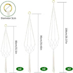 6pcs Macrame Hanging Baskets | Cotton Rope Hanging Basket for Plants | Boho Decorative Cotton Rope Hanging Basket for Flower Pots and Plants 80/90/100cm