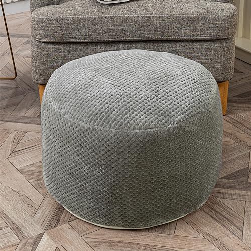 Asuprui Pouf Ottoman Unstuffed Pouf Ottoman Foot Rest No Filler Foot Stool Floor Pouf 20x20x12 Inches Fuzzy Chair Floor Chair Foot Rest with Storage for Living Room Bedroom Light Gray Pouf Cover - color: Light Gray
