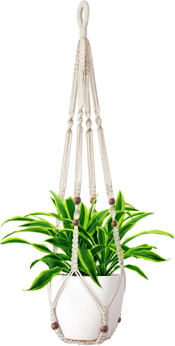 Hanging Planters for Indoor Plants Macrame Plant Hanger Plant Pots Hangers for Live Plants,Outdoor Garden Home and Boho Wall Home Ceiling Decor,Ivory,35 Inch(Planter Pot Not Included)