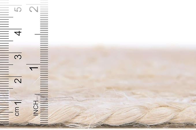 Unique Loom Braided Jute Collection Area Rug - Dhaka (5' 1" x 8' Oval, White)