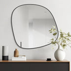 WallBeyond Asymmetrical Mirror, Irregular Wall Mirror, Wall Mirrors Decorative for Bedroom Living Room Entryway Hall, Unique Wall Mirror 27" H x 26" W, Black