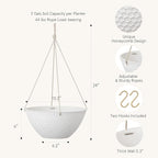 LA JOLIE MUSE Hanging Planters for Outdoor Plants, Large Hanging Planter with Drain Holes, Outdoor Hanging Flower Pots, White Stone, Honeycomb (13.2 Inch, Set of 2)