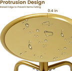 Plant Stand Indoor Outdoor, 11'' Round Gold Corner Single Plant Table, 3-Leg Small Metal Plant Holders Flower Pot Stand, Modern Corner Round Small Side End Table with Raised Design