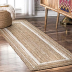Nuloom Rikki Off-White/Natural, 2'6" x 6', Coastal Braided, Jute, Soft and Textured, High Traffic, Stain Resistant, Easy Clean, Durable Runner for Bedroom, Living Room, Dining, Foyer, Entryway - color: Off White, size: 2'6" x 6' (Runner)