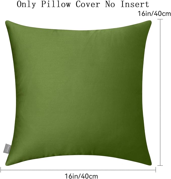 Thmyo 4-Pack 100% Cotton Comfortable Solid Decorative Throw Pillow Case Square Cushion Cover Pillowcase Sublimation Blank Pillow Covers DIY Throw Pillowcase(16x16 inch/ 40x40cm,Olive Green)