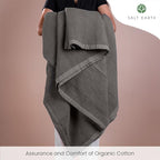 Salt Earth GOTS Certified 100% Organic Cotton Throw Blanket, 90" X 90" Waffle Blankets & Throws for Bed, Throw Blanket for Couch, Modern & Cozy Blanket, All Season,Comfy & Soft Blanket(Charcoal Grey)