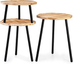 Frcctre 3 Pack Indoor Plant Stand, Wooden Mid Century Plant Stand Tall Plant Table Plant Holder Plant Riser for Flower Pots, Modern Home Decor Octagonal Shape Small Side End Table