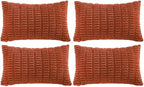 Fancy Homi 4 Packs Boho Burnt Orange Fall Decorative Throw Pillow Covers 14x24 Inch for Couch Bed Sofa, Rustic Modern Farmhouse Home Decor, Soft Plush Corduroy Cute Square Cushion Case 35x60 cm